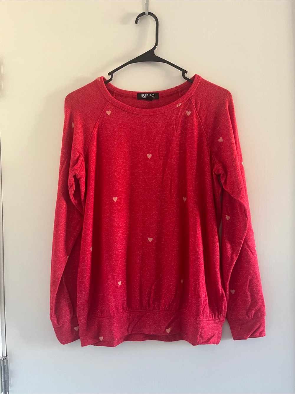 Buffalo David Bitton Red Heart-Print Crewneck Sweater